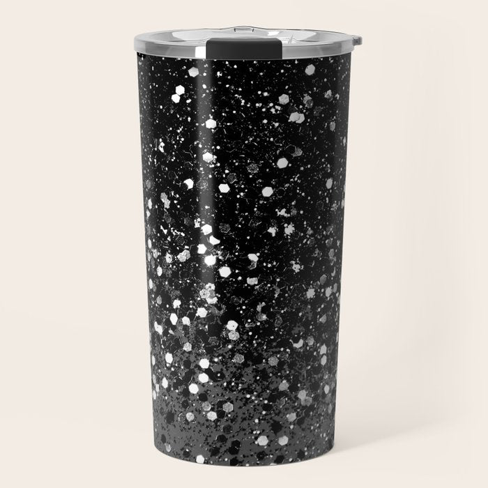 Dark Gray Black Lady Glitter #1 (Faux Glitter) #shiny #decor #art #society6 Travel Mug Gallery Image 1