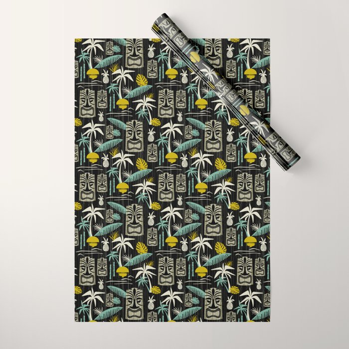 Island Tiki - Black Wrapping Paper Gallery Image 1