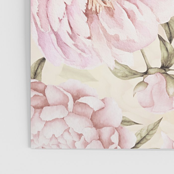 Pastel Blush Pink Spring Watercolor Peony Flowers Pattern Poster Gallery Image 3