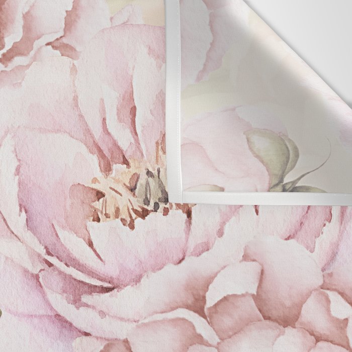 Pastel Blush Pink Spring Watercolor Peony Flowers Pattern Wall Tapestry Gallery Image 3