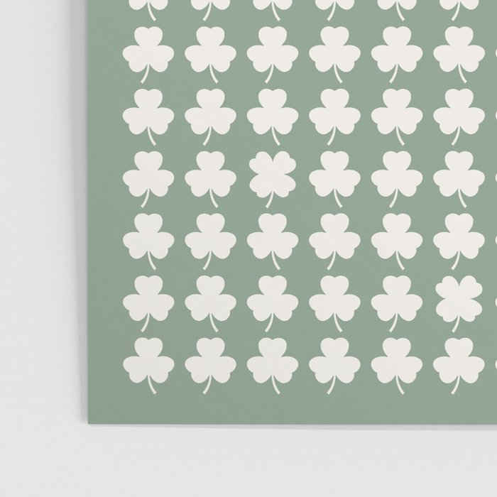 Clovers XXXVII Sage Green Botanical Pattern Poster Gallery Image 3