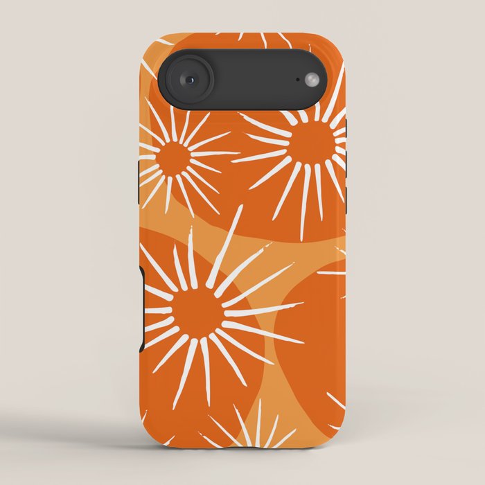 Mid-Century Modern 1950's Bright Orange Tangerine Sunburst Pattern iPhone Case Gallery Image 2