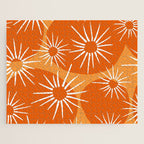 Mid-Century Modern 1950's Bright Orange Tangerine Sunburst Pattern Jigsaw Puzzle Gallery Image 1