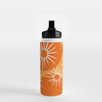 Mid-Century Modern 1950's Bright Orange Tangerine Sunburst Pattern Water Bottle Gallery Image 2