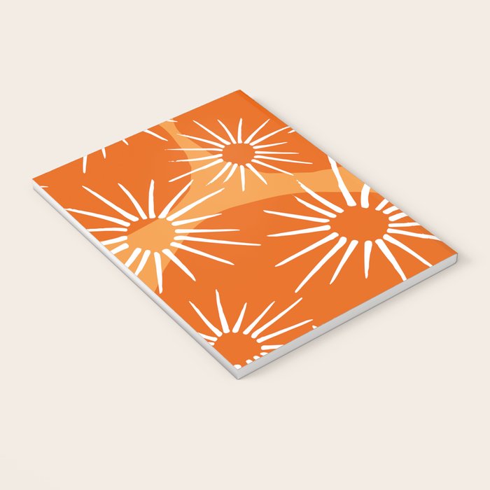 Mid-Century Modern 1950's Bright Orange Tangerine Sunburst Pattern Notebook Gallery Image 3