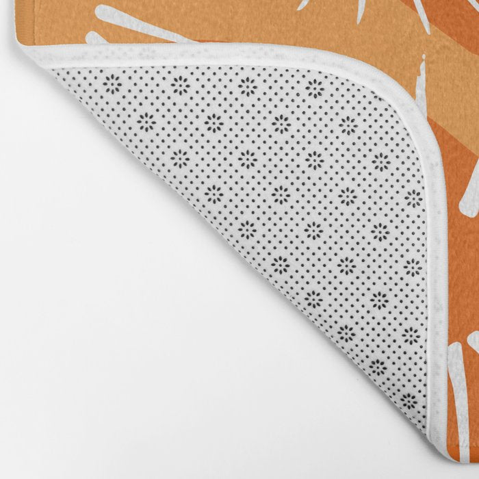 Mid-Century Modern 1950's Bright Orange Tangerine Sunburst Pattern Bath Mat Gallery Image 2