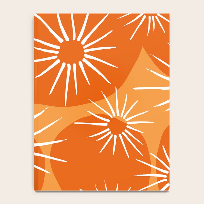 Mid-Century Modern 1950's Bright Orange Tangerine Sunburst Pattern Notebook Gallery Image 4