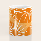 Mid-Century Modern 1950's Bright Orange Tangerine Sunburst Pattern Coffee Mug Gallery Image 4