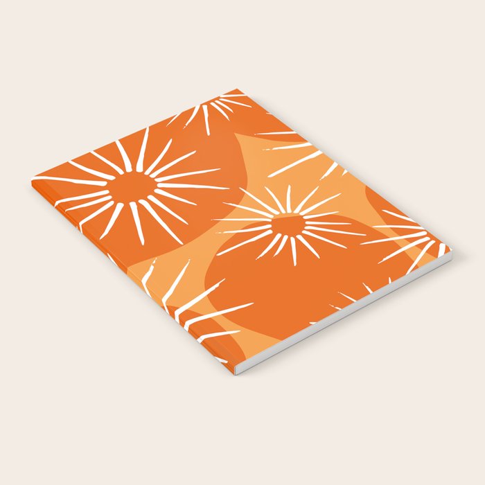 Mid-Century Modern 1950's Bright Orange Tangerine Sunburst Pattern Notebook Gallery Image 2