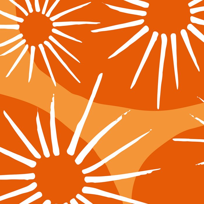 Mid-Century Modern 1950's Bright Orange Tangerine Sunburst Pattern Coffee Mug Gallery Image 2