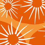 Mid-Century Modern 1950's Bright Orange Tangerine Sunburst Pattern Coffee Mug Gallery Image 2