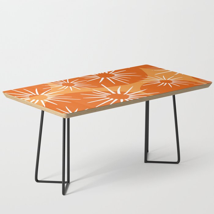 Mid-Century Modern 1950's Bright Orange Tangerine Sunburst Pattern Coffee Table Gallery Image 1
