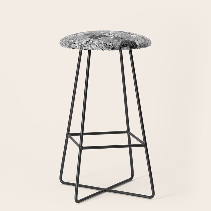 cryptid crowd black white Stool Gallery Image 1