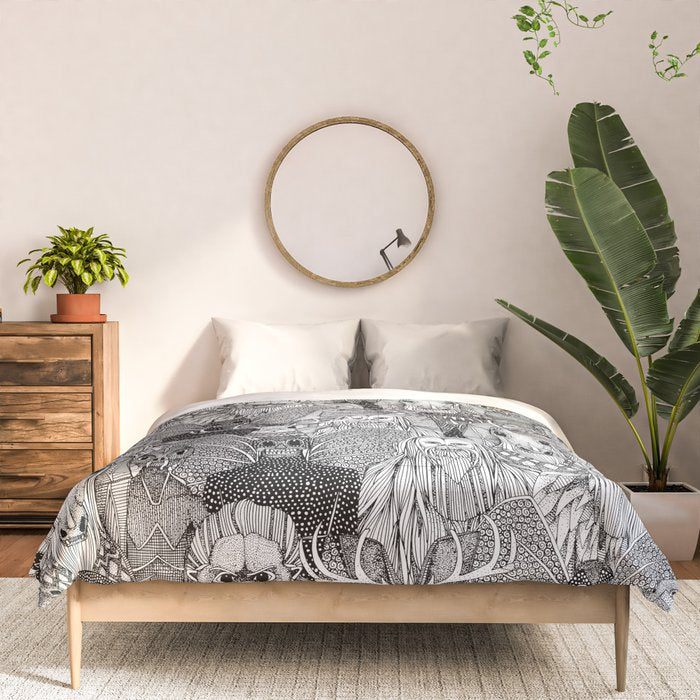 cryptid crowd black white Comforter Gallery Image 3