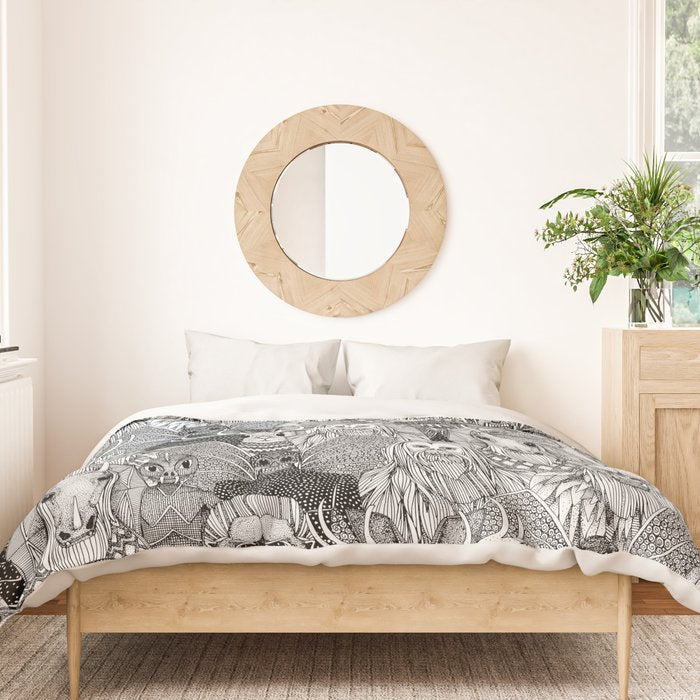 cryptid crowd black white Duvet Cover Gallery Image 3