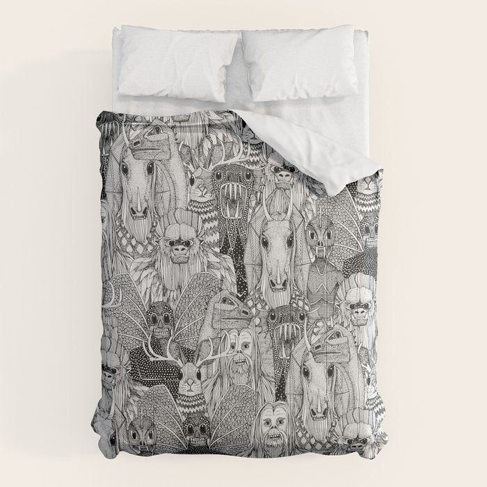 cryptid crowd black white Comforter Gallery Image 6