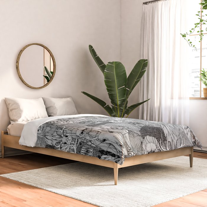 cryptid crowd black white Comforter Gallery Image 2