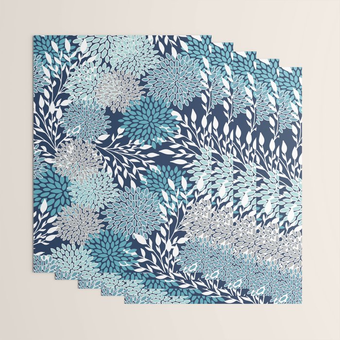 Garden Florals, Navy, Blue, Teal Wrapping Paper Gallery Image 3