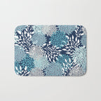 Garden Florals, Navy, Blue, Teal Bath Mat Gallery Image 1