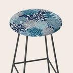 Garden Florals, Navy, Blue, Teal Stool Gallery Image 2