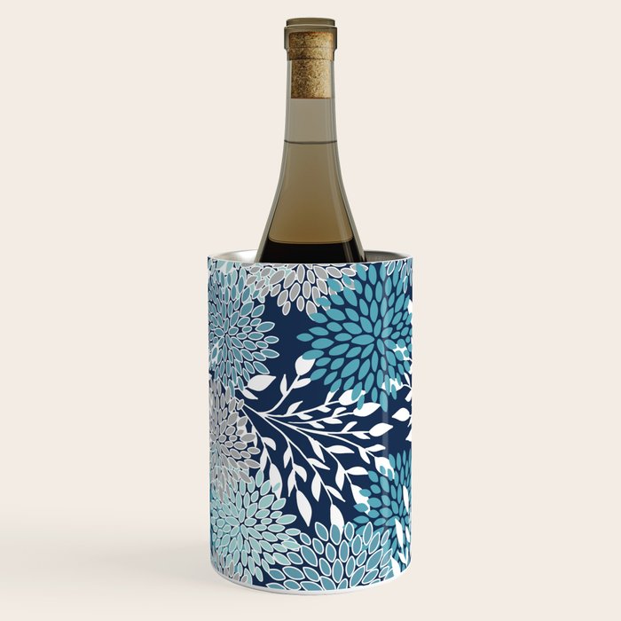 Garden Florals, Navy, Blue, Teal Wine Chiller Gallery Image 1