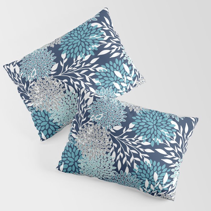 Garden Florals, Navy, Blue, Teal Pillow Sham Gallery Image 3