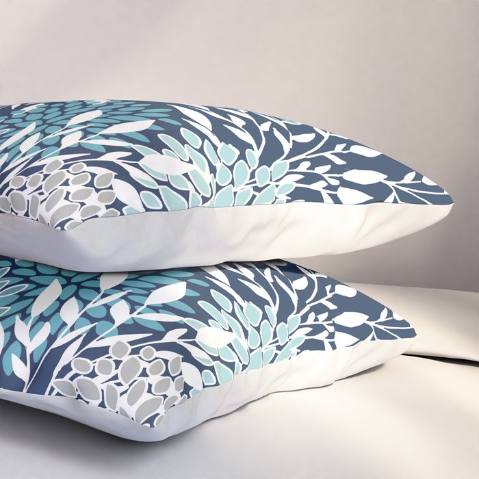 Garden Florals, Navy, Blue, Teal Pillow Sham Gallery Image 3