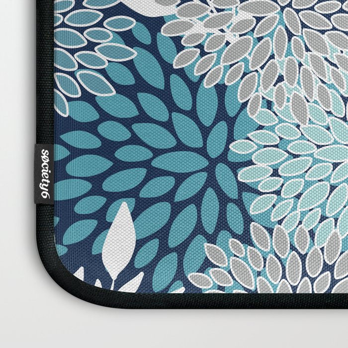 Garden Florals, Navy, Blue, Teal Laptop Sleeve Gallery Image 3