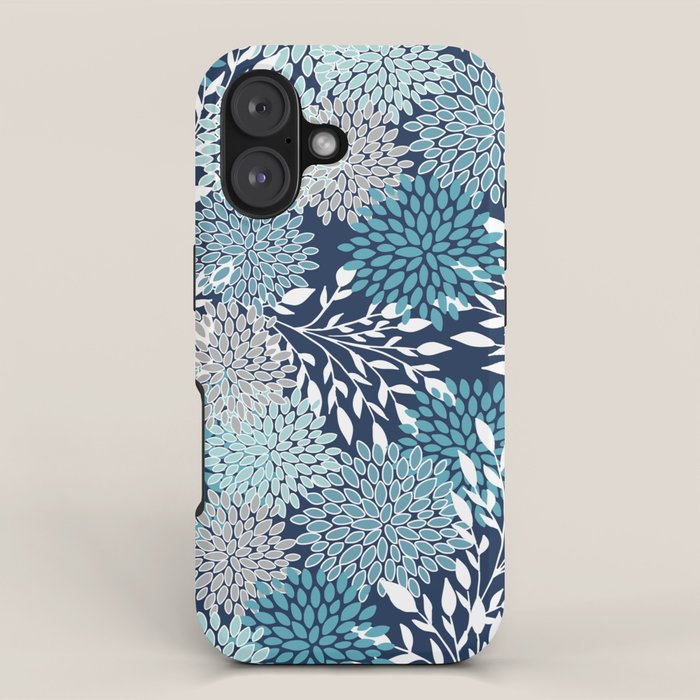 Garden Florals, Navy, Blue, Teal iPhone Case Gallery Image 1