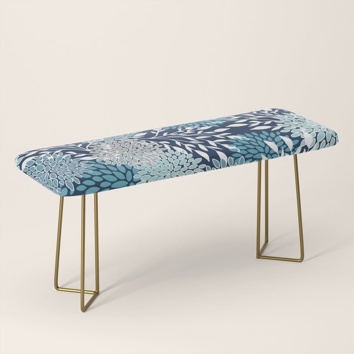Garden Florals, Navy, Blue, Teal Bench Gallery Image 2