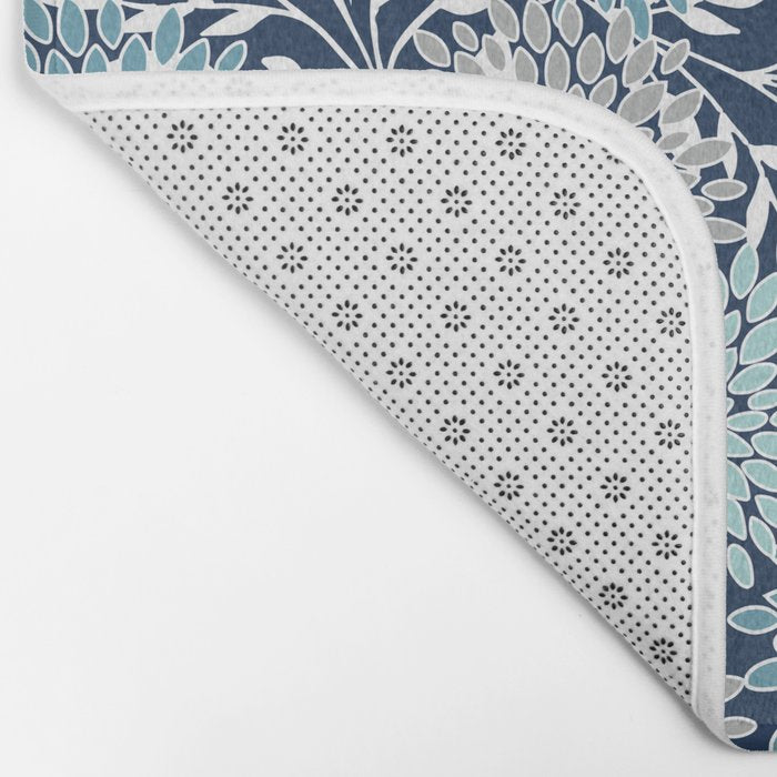 Garden Florals, Navy, Blue, Teal Bath Mat Gallery Image 2