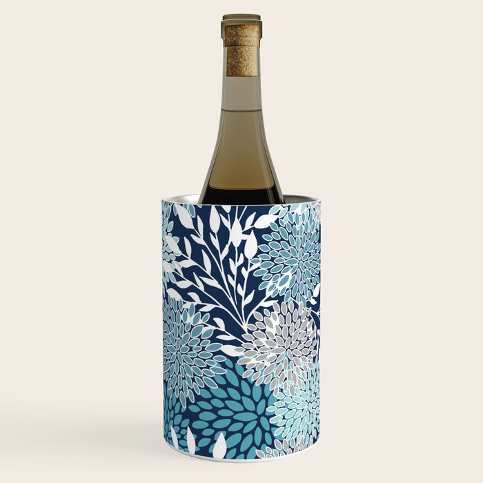 Garden Florals, Navy, Blue, Teal Wine Chiller Gallery Image 2