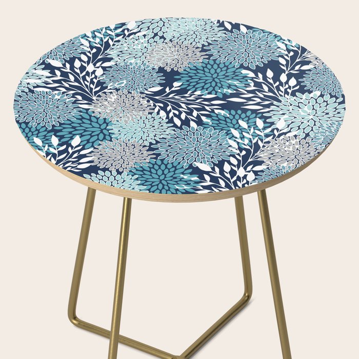 Garden Florals, Navy, Blue, Teal Side Table Gallery Image 2