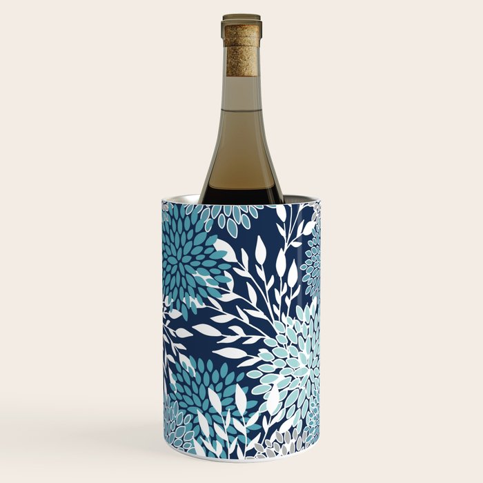 Garden Florals, Navy, Blue, Teal Wine Chiller Gallery Image 3