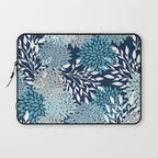 Garden Florals, Navy, Blue, Teal Laptop Sleeve Gallery Image 1