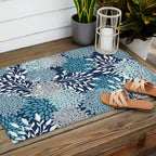 Garden Florals, Navy, Blue, Teal Outdoor Rug Gallery Image 2