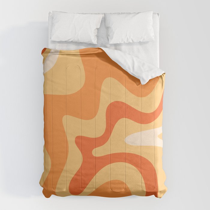 Retro Liquid Swirl Abstract Pattern Square in Tangerine Orange Yellow Tones Comforter Gallery Image 1