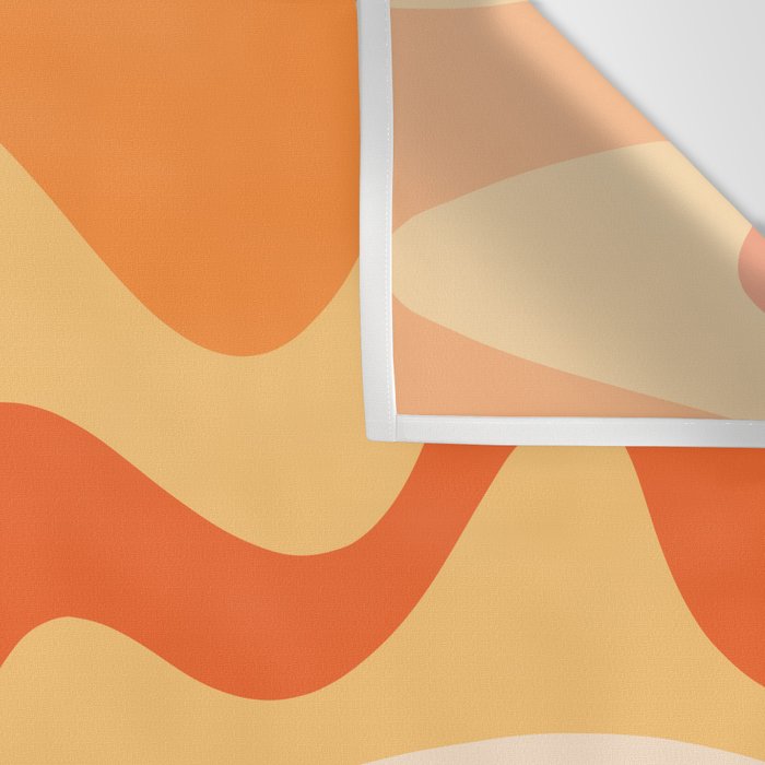 Retro Liquid Swirl Abstract Pattern Square in Tangerine Orange Yellow Tones Wall Tapestry Gallery Image 3