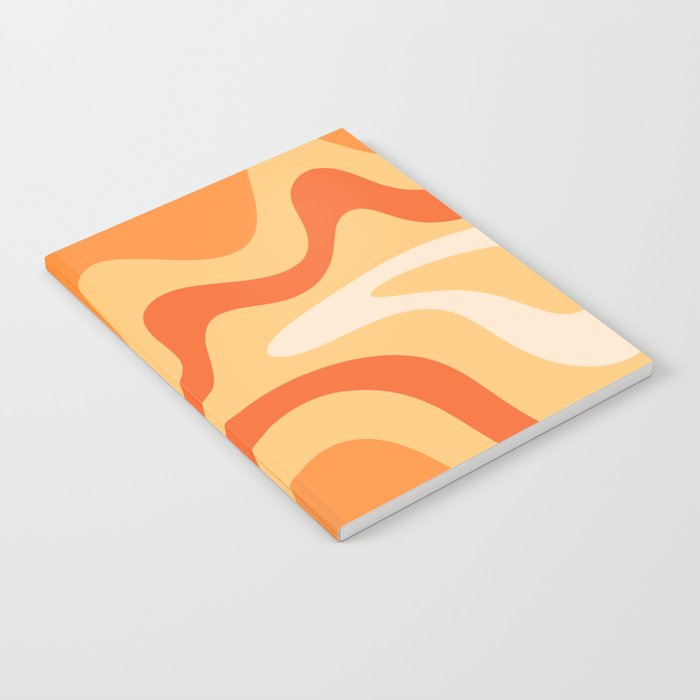 Retro Liquid Swirl Abstract Pattern Square in Tangerine Orange Yellow Tones Notebook Gallery Image 2
