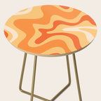 Retro Liquid Swirl Abstract Pattern Square in Tangerine Orange Yellow Tones Side Table Gallery Image 2
