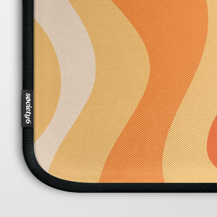 Retro Liquid Swirl Abstract Pattern Square in Tangerine Orange Yellow Tones Laptop Sleeve Gallery Image 3