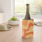 Retro Liquid Swirl Abstract Pattern Square in Tangerine Orange Yellow Tones Wine Chiller Gallery Image 4