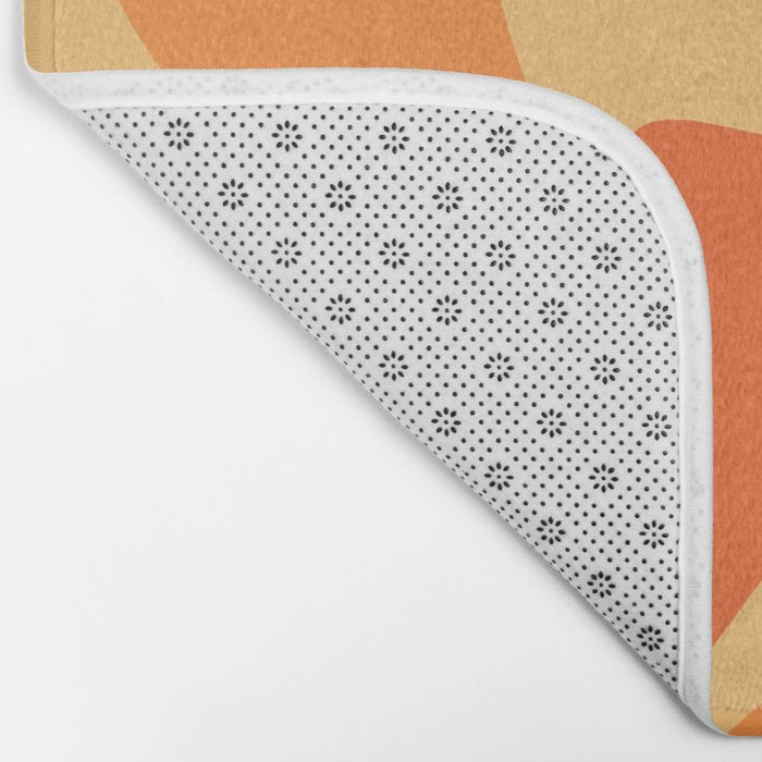 Retro Liquid Swirl Abstract Pattern Square in Tangerine Orange Yellow Tones Bath Mat Gallery Image 2
