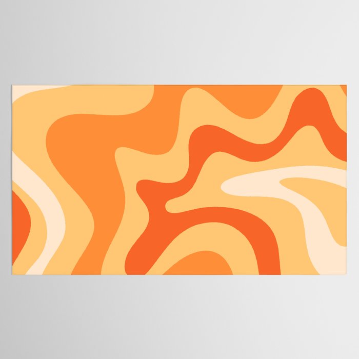 Retro Liquid Swirl Abstract Pattern Square in Tangerine Orange Yellow Tones Tablecloth Gallery Image 2