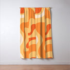 Retro Liquid Swirl Abstract Pattern Square in Tangerine Orange Yellow Tones Window Curtain Gallery Image 3