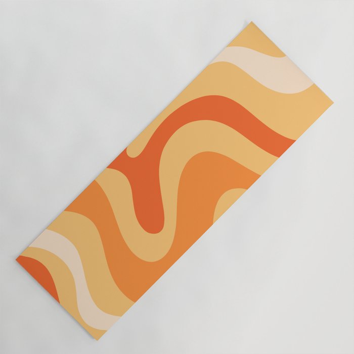 Retro Liquid Swirl Abstract Pattern Square in Tangerine Orange Yellow Tones Yoga Mat Gallery Image 1