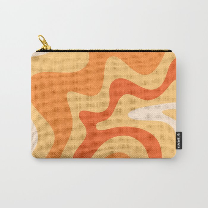 Retro Liquid Swirl Abstract Pattern Square in Tangerine Orange Yellow Tones Carry All Pouch Gallery Image 1