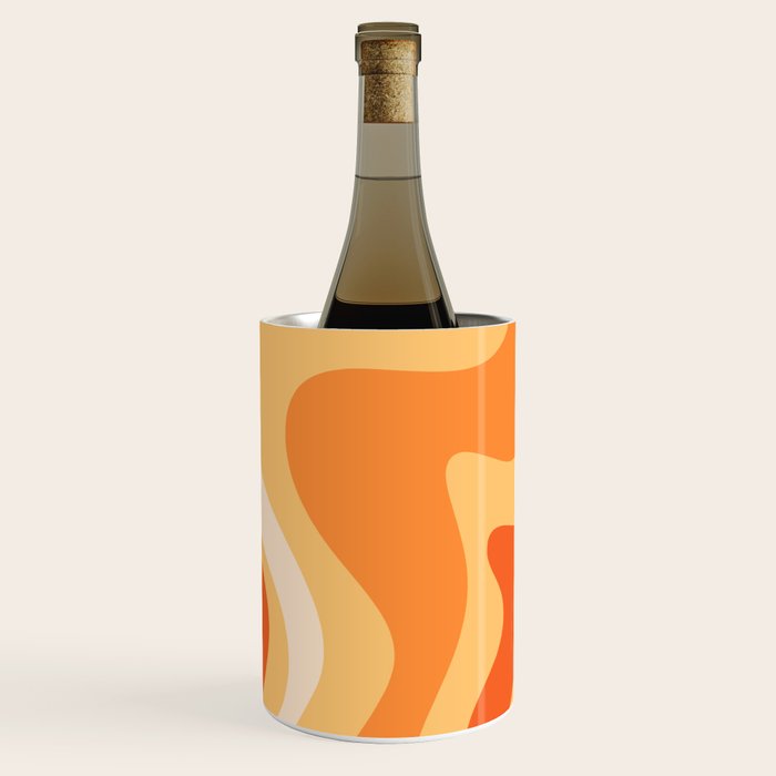 Retro Liquid Swirl Abstract Pattern Square in Tangerine Orange Yellow Tones Wine Chiller Gallery Image 2