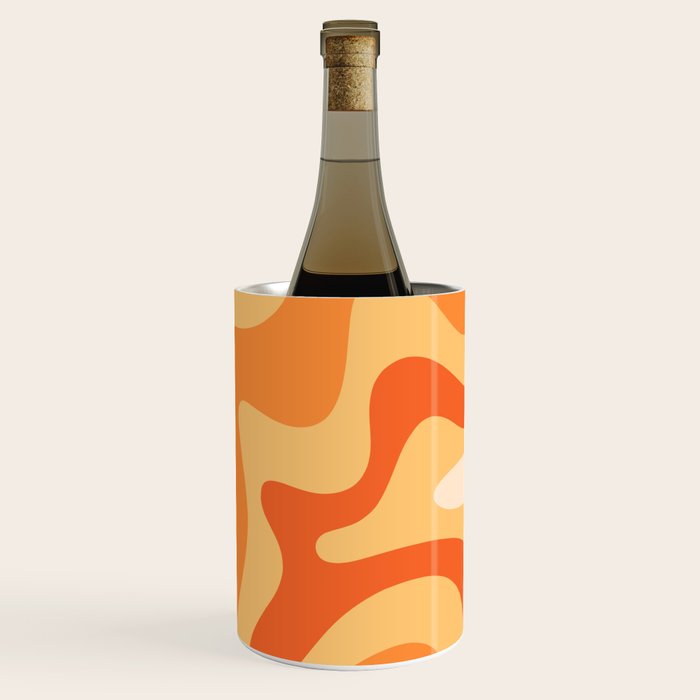 Retro Liquid Swirl Abstract Pattern Square in Tangerine Orange Yellow Tones Wine Chiller Gallery Image 1