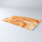 Retro Liquid Swirl Abstract Pattern Square in Tangerine Orange Yellow Tones Rug Gallery Image 3